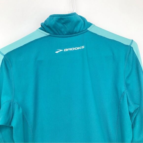 Brooks Teal Blue Dash Equilibrium Tech Thumbhole Performance Running Pullover - Picture 9 of 15